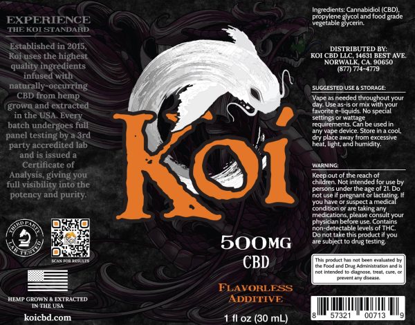 Koi | Flavorless Additive CBD Vape Liquid 30mL | usaCBDwholesale